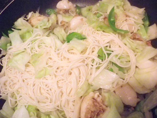 キャベツとホタテのあっさりそうめん